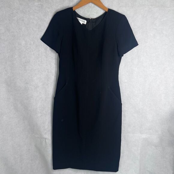 Anne Klein II Black Short Sleeve Vneck Classy Basic Black Dress Pockets Size 6 - Picture 11 of 11